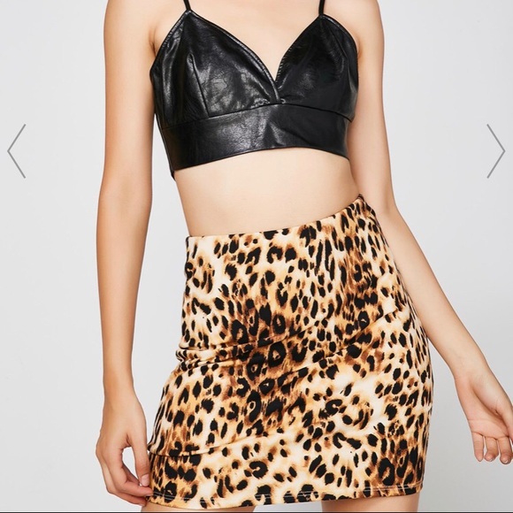 High Waisted Leopard Print Mini Skirt - Picture 1 of 3